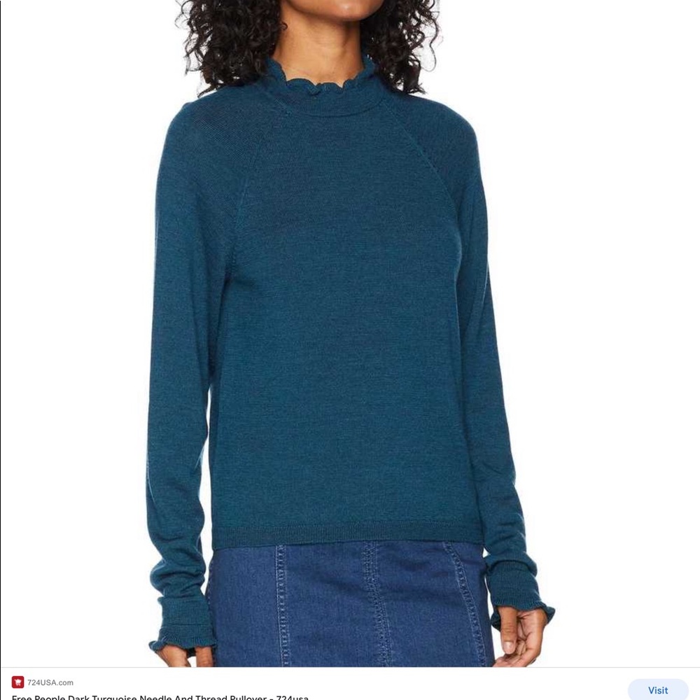 Free People Needle and Thread pull over. Dark turquoise. Size XL. Never worn